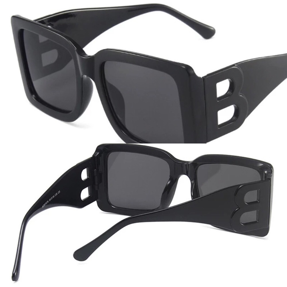 Black with Gray Lens Oversized Big B Square Frame Women Sunglasses Modern Chic